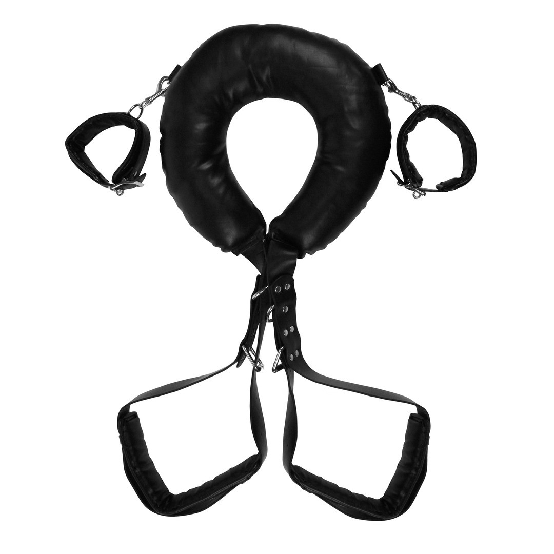 PADDED THIGH SLING WITH HAND CUFFS - BLACK