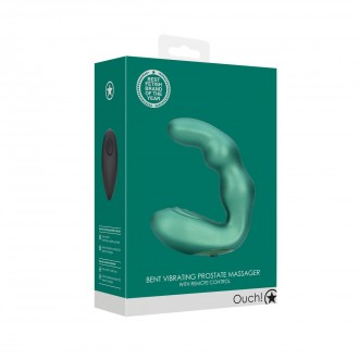 BENT VIBRATING PROSTATE MASSAGER WITH REMOTE CONTROL - METALLIC GREEN