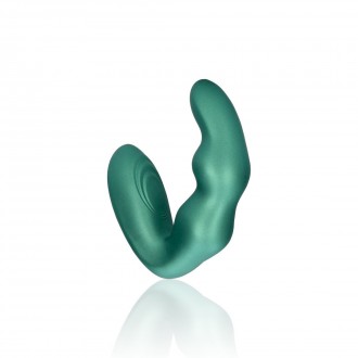 BENT VIBRATING PROSTATE MASSAGER WITH REMOTE CONTROL - METALLIC GREEN