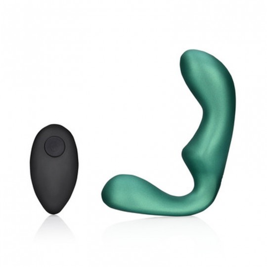 POINTED VIBRATING PROSTATE MASSAGER WITH REMOTE CONTROL - METALLIC GREEN