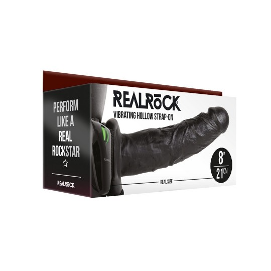 VIBRATING HOLLOW STRAP-ON WITHOUT BALLS - 8 / 20,5 CM