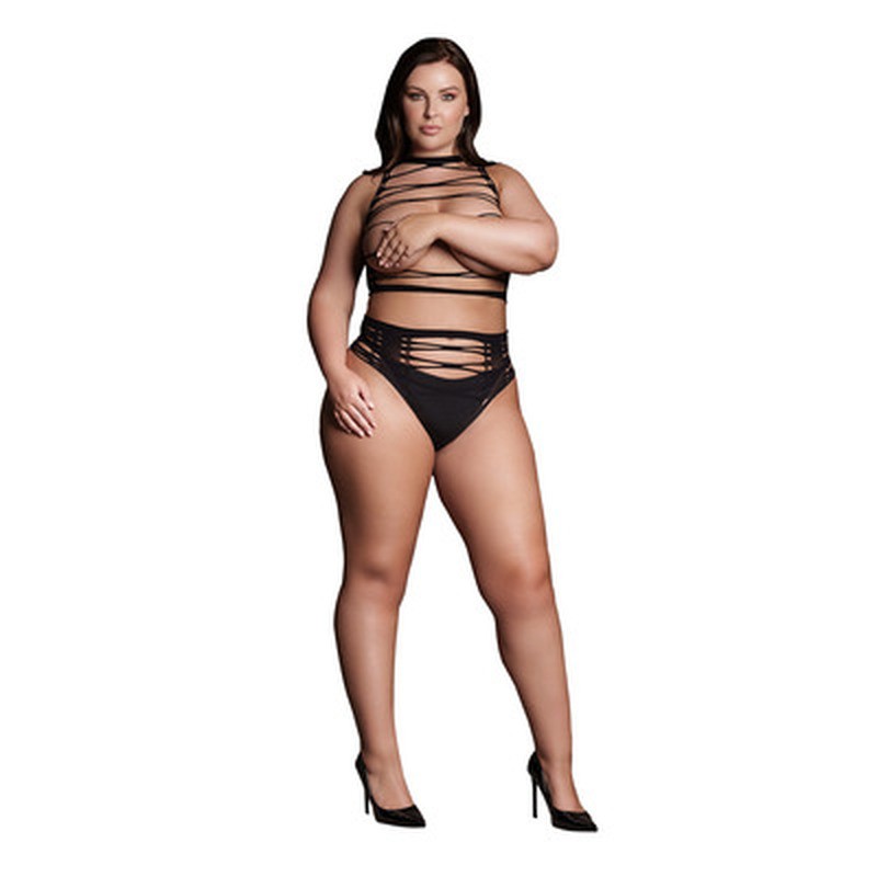 HELIKE XLV - TWO PIECE WITH OPEN CUPS, CROP TOP AND PANTIE - PLUS SIZE