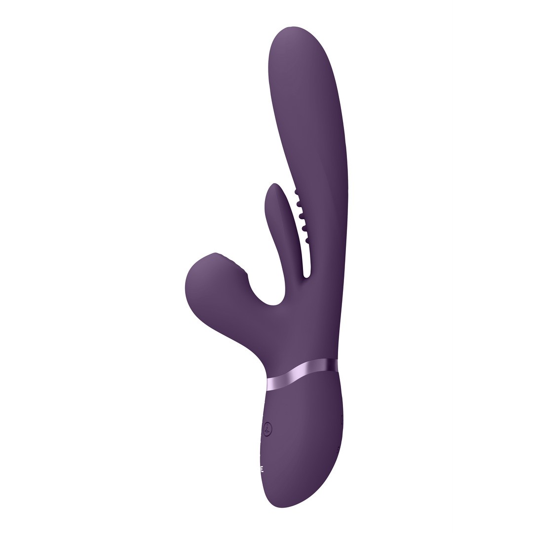 KURA - THRUSTING G-SPOT VIBRATOR WITH FLAPPING TONGUE AND PULSE WAVE STIMULATOR - PURPLE