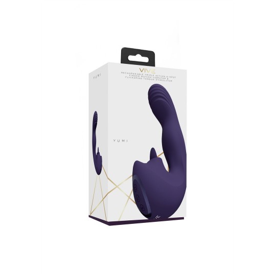 YUMI - TRIPLE MOTOR G-SPOT FINGER MOTION VIBRATOR AND FLICKERING TONGUE STIMULATOR - PURPLE