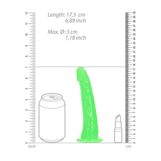 SLIM REALISTIC DILDO WITH SUCTION CUP - GLOW IN THE DARK - 6&#039; / 15,5 CM