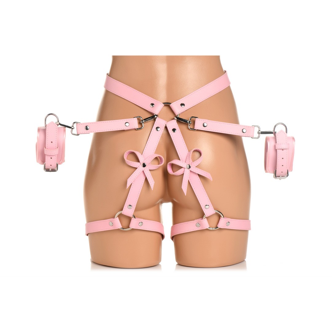 BONDAGE HARNESS WITH BOWS - XL/2XL - PINK