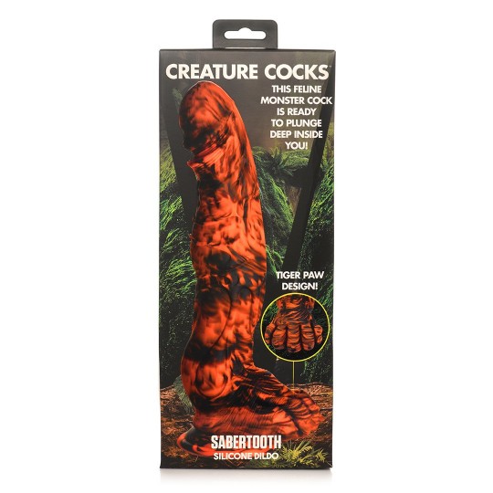 SABRETOOTH - SILICONE DILDO - ORANGE/BLACK