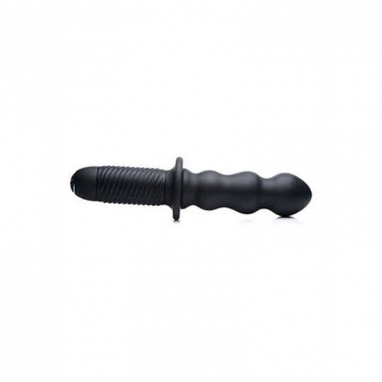 THE GROOVE - SILICONE VIBRATOR WITH HANDLE - BLACK