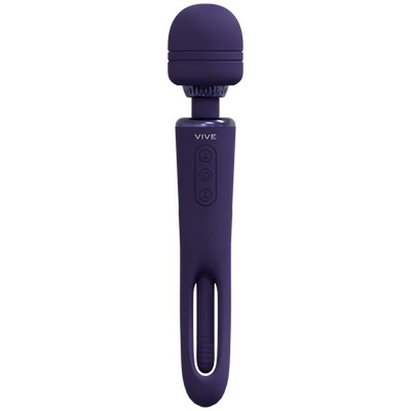 KIKU - DOUBLE ENDED WAND WITH INNOVATIVE G-SPOT FLAPPING STIMULATOR - PURPLE