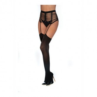 CAGED SEAMLESS GARTER BELT PANTYHOSE - ONE SIZE