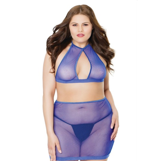 FISHNET HALTER TOP AND SKIRT - ONE SIZE