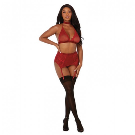 FISHNET AND LACE 4 PIECE SET - ONE SIZE