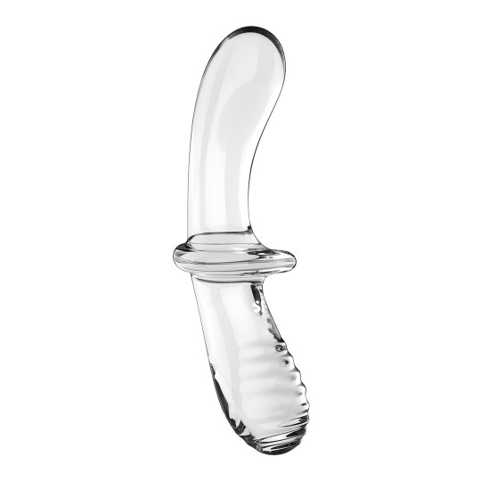 DOUBLE CRYSTAL - GLASS DILDO - TRANSPARENT