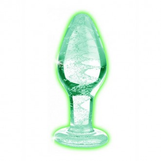 GLOW-IN-THE-DARK - GLASS BUTT PLUG - MEDIUM