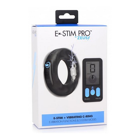 E-STIM PRO - SILICONE VIBRATING COCKRING + REMOTE CONTROL