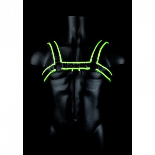 CHEST BULLDOG HARNESS - GLOW IN THE DARK - S/M