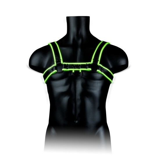 CHEST BULLDOG HARNESS - GLOW IN THE DARK - S/M