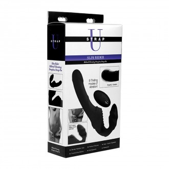 PRO RIDER - VIBRATING SILICONE STRAPLESS STRAP-ON WITH REMOTE CONTROL