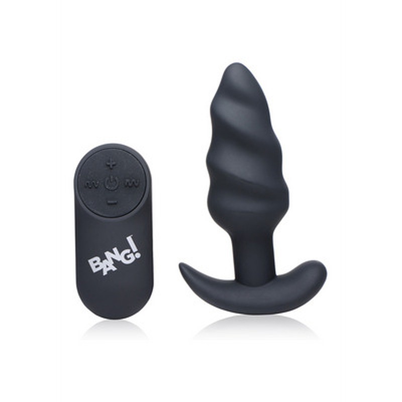 VIBRATING SILICONE SWIRL BUTT PLUG WITH REMOTE CONTROL