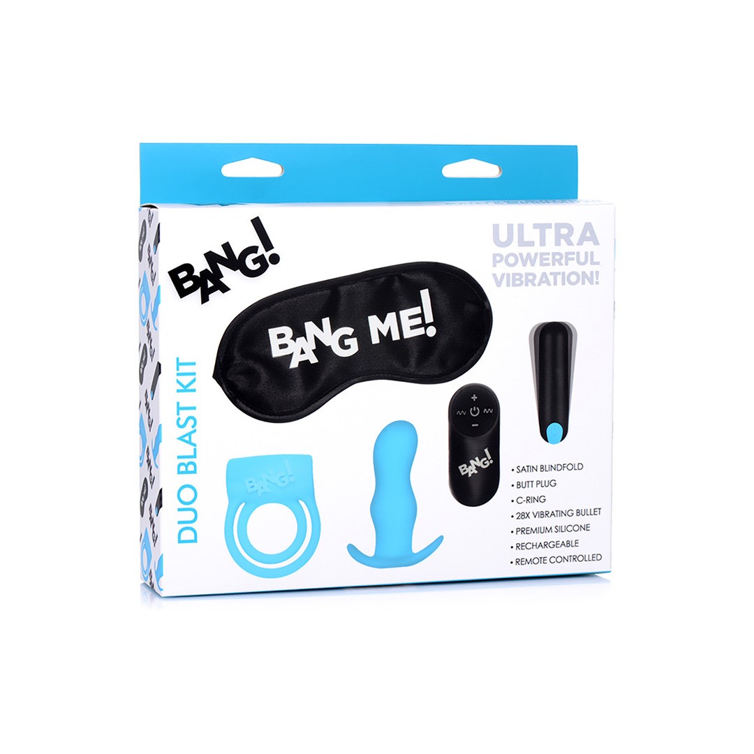 DUO BLAST KIT - COCKRING, BUTT PLUG, BULLET VIBRATOR AND BLINDFOLD