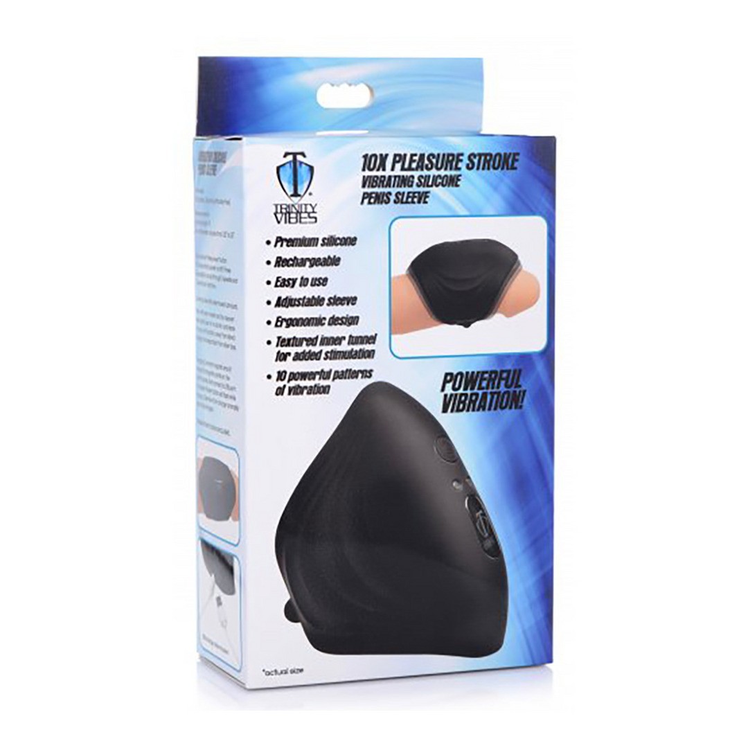 PLEASURE STROKE - VIBRATING SILICONE PENIS SLEEVE