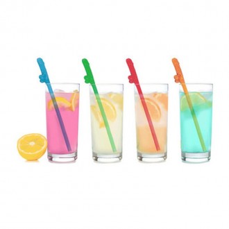 SUPER FUN PENIS - MULTICOLOR PENIS STRAWS - 8 PACK