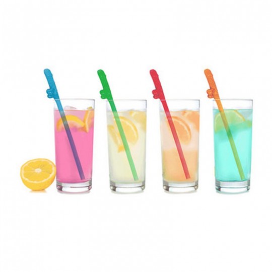 SUPER FUN PENIS - MULTICOLOR PENIS STRAWS - 8 PACK