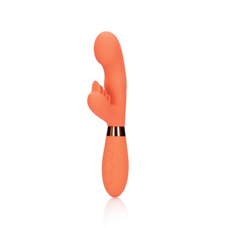 SILICONE RABBIT VIBRATOR WITH RIBBED CLITORAL STIMULATOR - GLAZED CARROTS