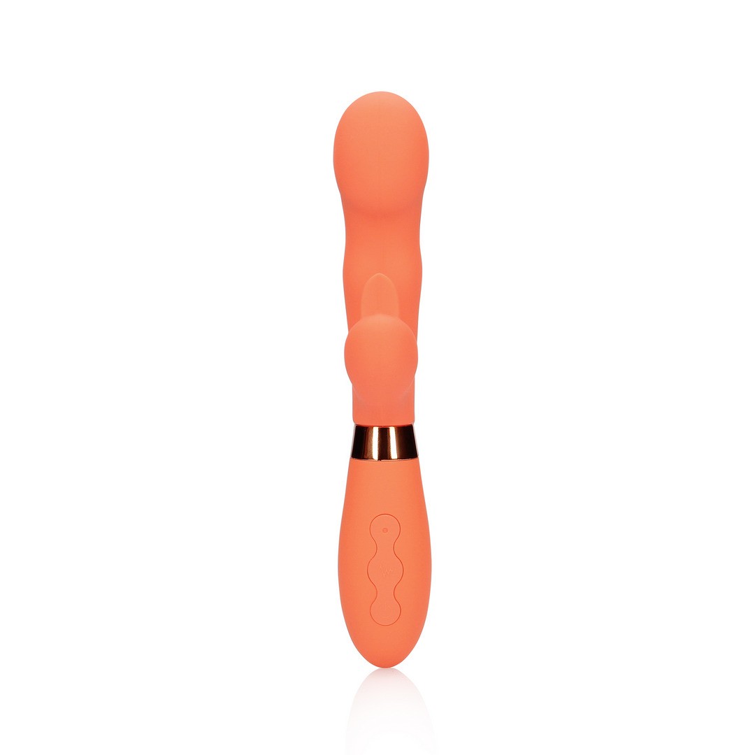 SILICONE RABBIT VIBRATOR WITH RIBBED CLITORAL STIMULATOR - GLAZED CARROTS