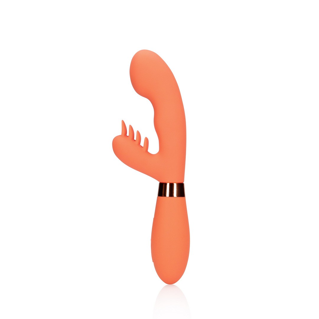 SILICONE RABBIT VIBRATOR WITH RIBBED CLITORAL STIMULATOR - GLAZED CARROTS