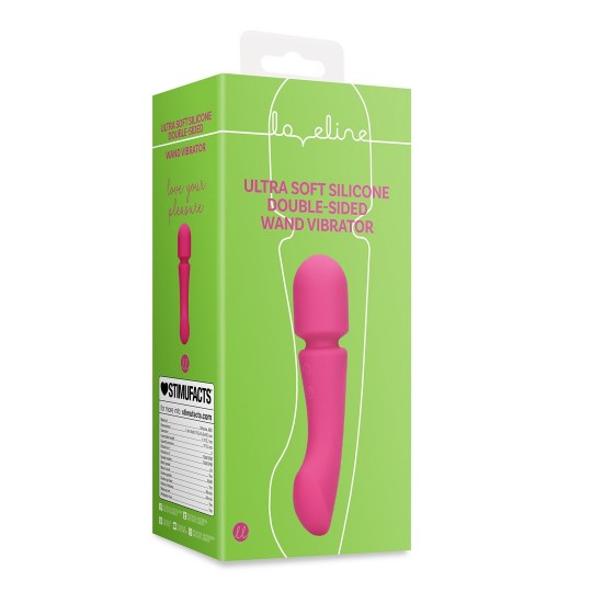 ULTRA SOFT SILICONE DOUBLE-SIDED WAND VIBRATOR - PRESTONE PINK