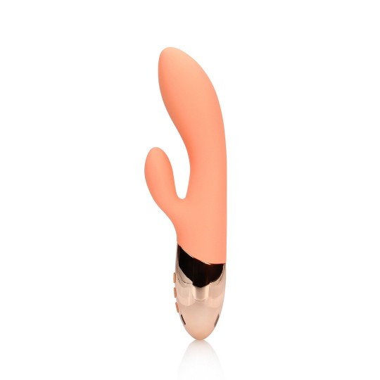 ULTRA SOFT SILICONE RABBIT VIBRATOR - CERAMIC PEACH