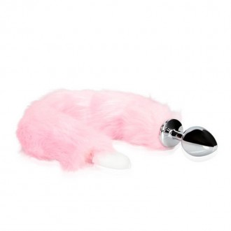 LIGHT-UP FOX TAIL WITH METAL BUTT PLUG - PINK