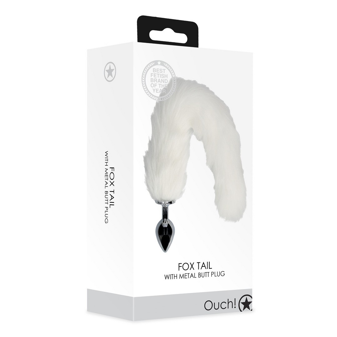 FOX TAIL WITH METAL BUTT PLUG - WHITE