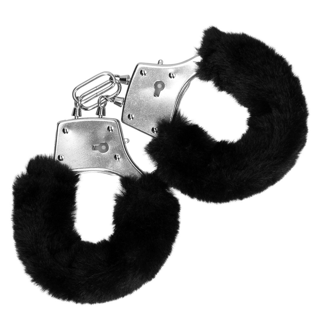 FURRY METAL HAND CUFFS - BLACK