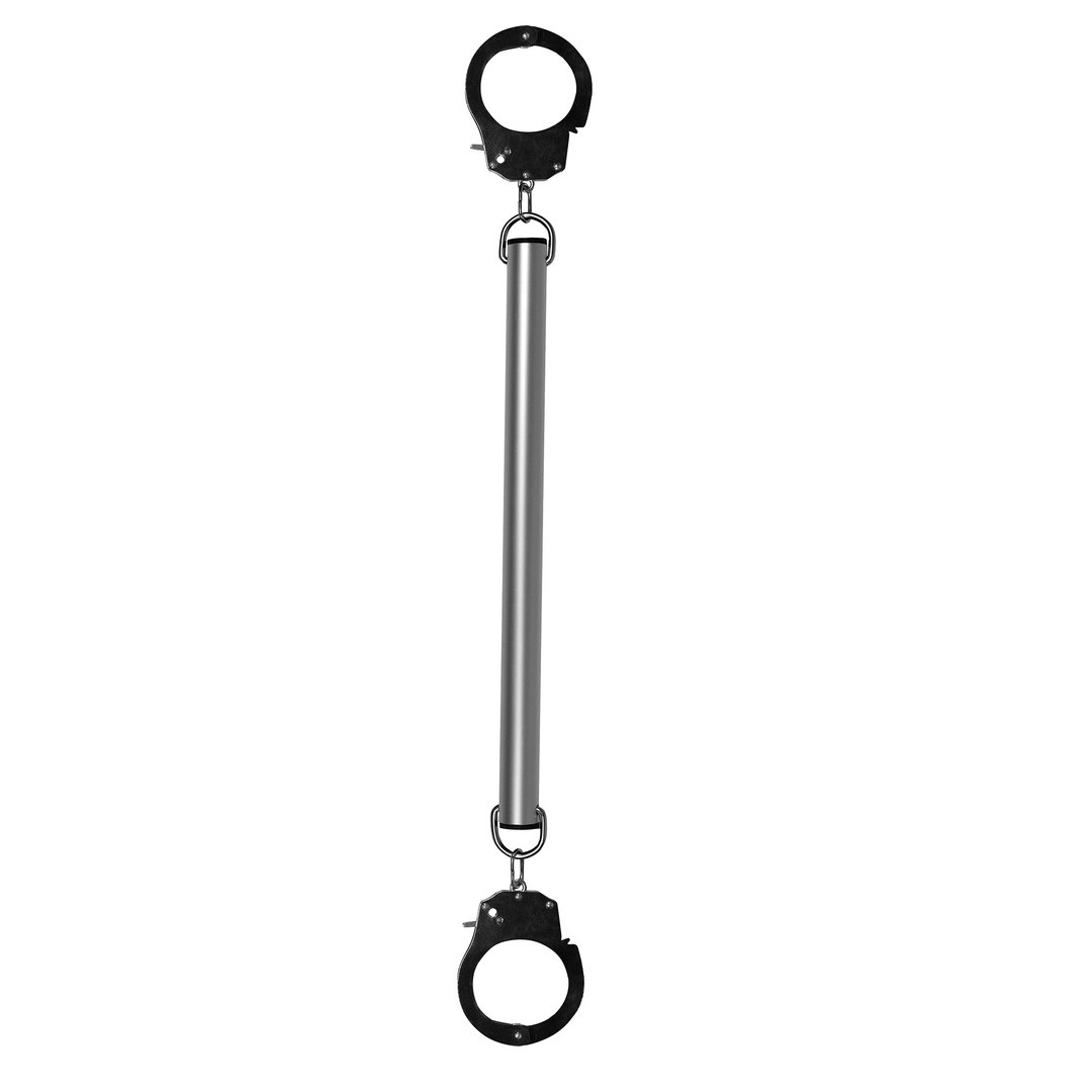 SPREADER BAR WITH HAND OR ANKLE CUFFS - SILVER