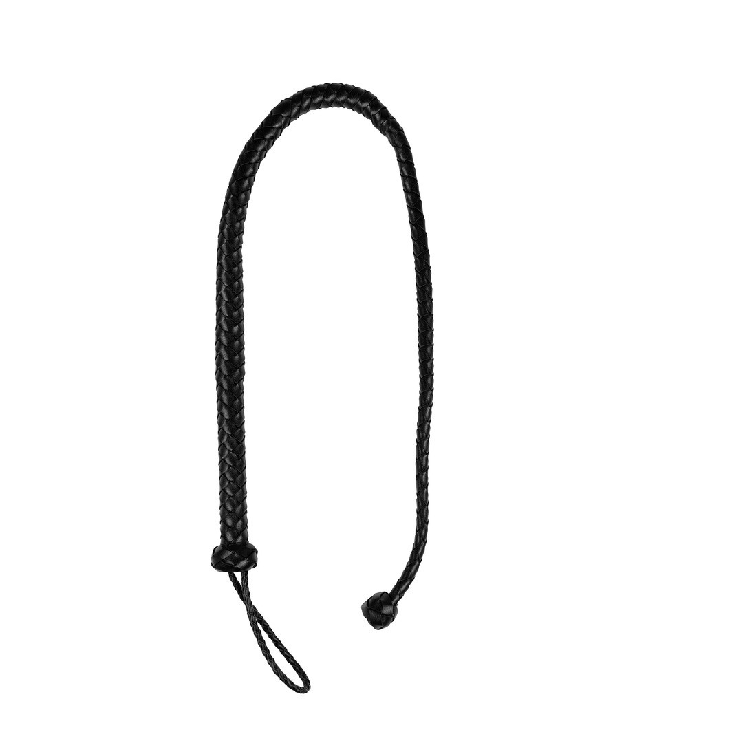 PU LEATHER WHIP WITH KNOT DETAIL - BLACK