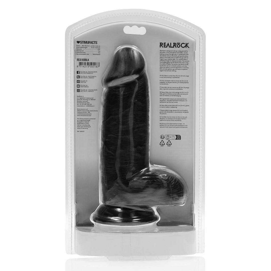 EXTRA THICK STRAIGHT WITH BALLS 8 / 20,3 CM - BLACK