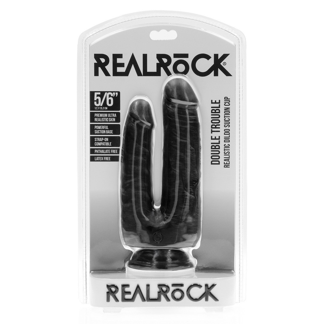 DOUBLE TROUBLE DILDO 5/6 - 12,7/15,2 CM - BLACK