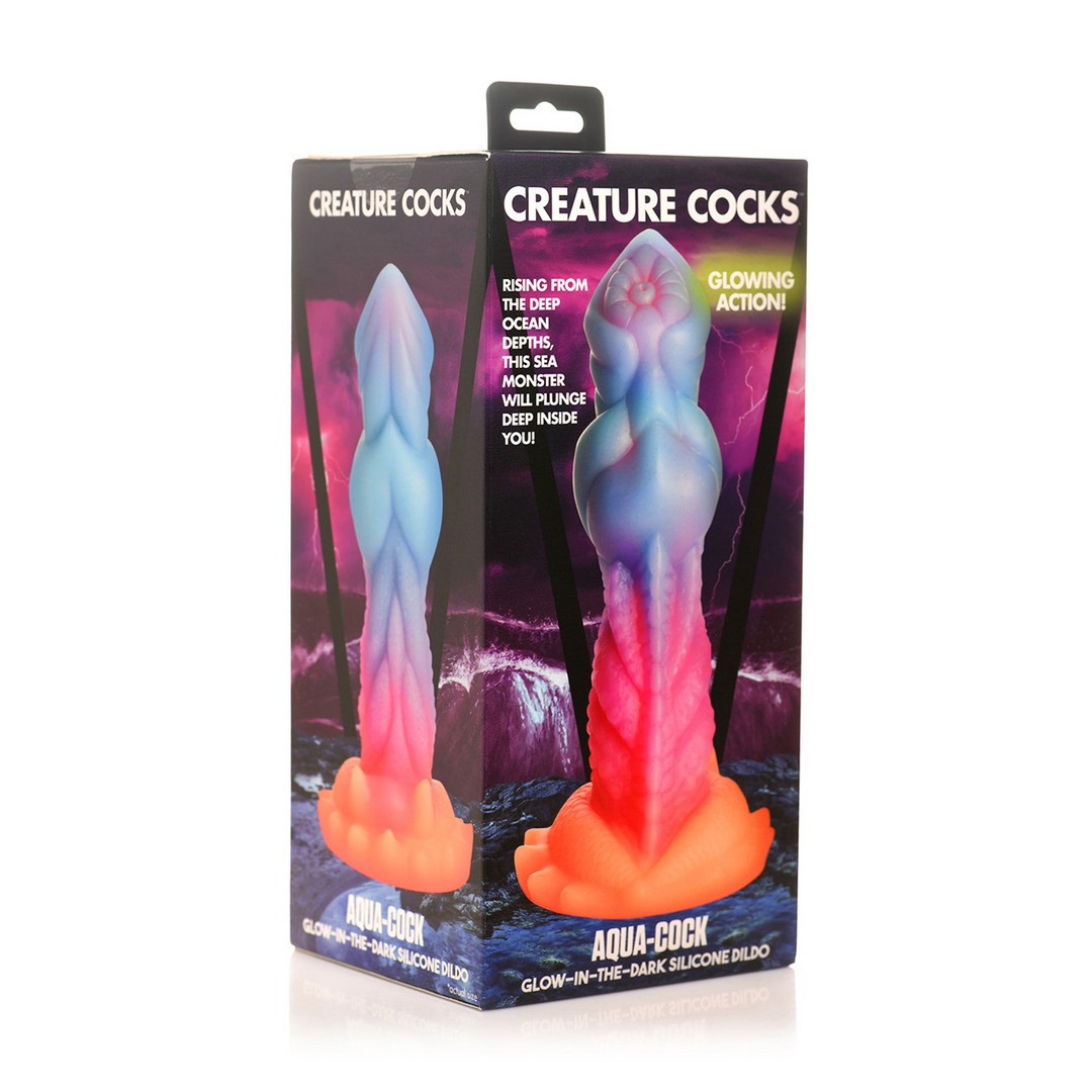 AQUA COCK - GLOW-IN-THE-DARK SILICONE DILDO