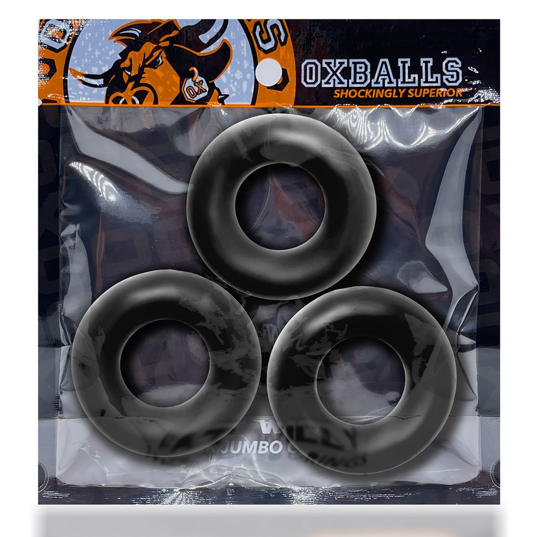 FAT WILLY - 3-PACK JUMBO COCKRINGS - BLACK