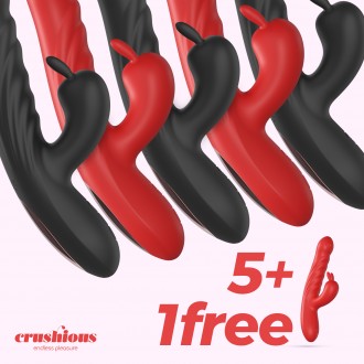 5 + 1 GRATUITO LAPIN VIBRADOR CONEJO RECARGABLE CON EMPUJE CRUSHIOUS MULTICOLOR