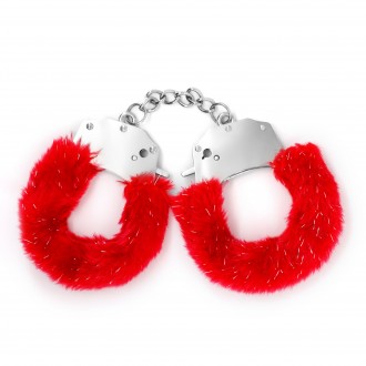 CRUSHIOUS SPANGLE METAL CUFFS WITH PLUSH RED