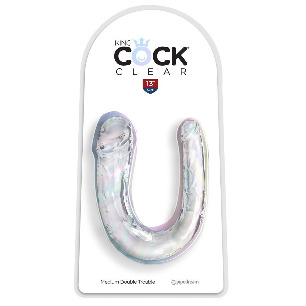 GODE MEDIUM DOUBLE TROUBLE KING COCK CLEAR 13&quot;