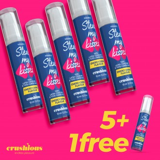 5 + 1 GRÁTIS GEL LUBRIFICANTE STEAL MY KISSES COM  SABOR A BEBIDA ENERGÉTICA CRUSHIOUS 10ML