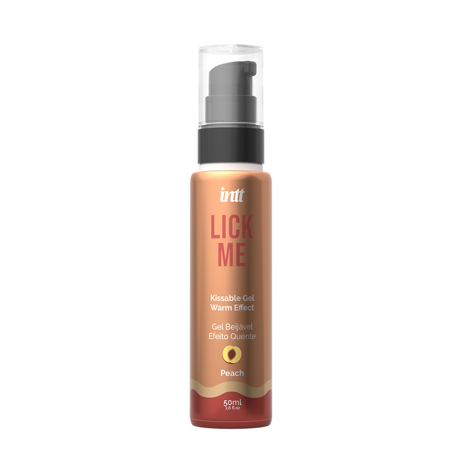 GEL BEIJÁVEL COM EFEITO CALOR E SABOR A PÊSSEGO LICK ME INTT 50ML