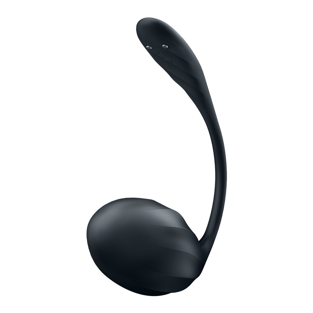 RIBBED PETAL CONNECT APP - WEARABLE COUPLE VIBRATOR - BLACK