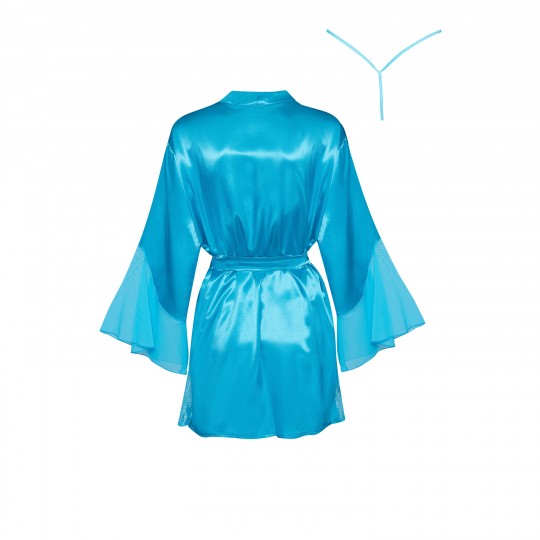 PEIGNOIR ET STRING MARLENE TURQUOISE  BEAUTY NIGHT FASHION