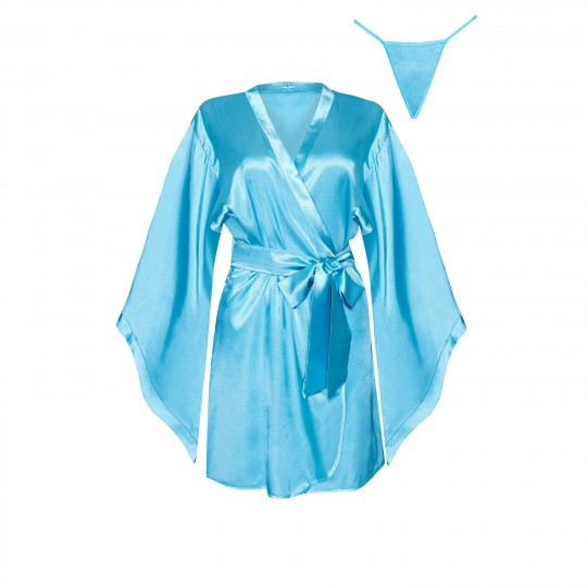 BEAUTY NIGHT FASHION SAMIRA PEIGNOIR AND THONG TURQUOISE