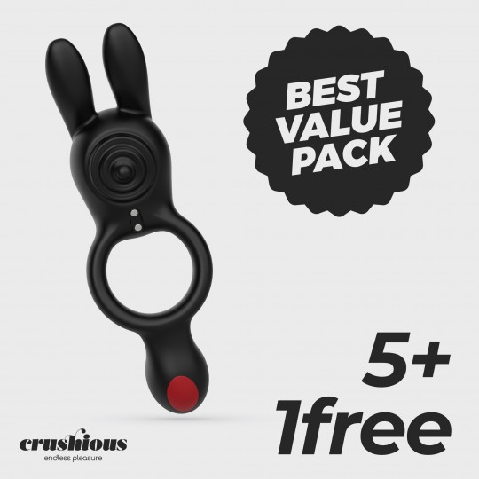 PACK 5 + 1 FREE CRUSHIOUS DINGO DOUBLE VIBRATING RING WITH REMOTE CONTROL